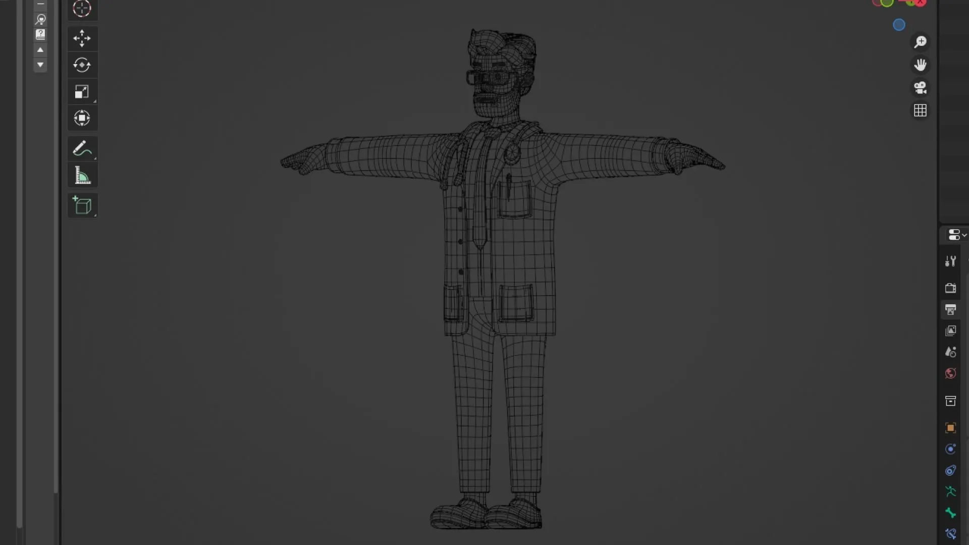 Doctor Cartoon Male Character low-poly quad topology wireframe mesh